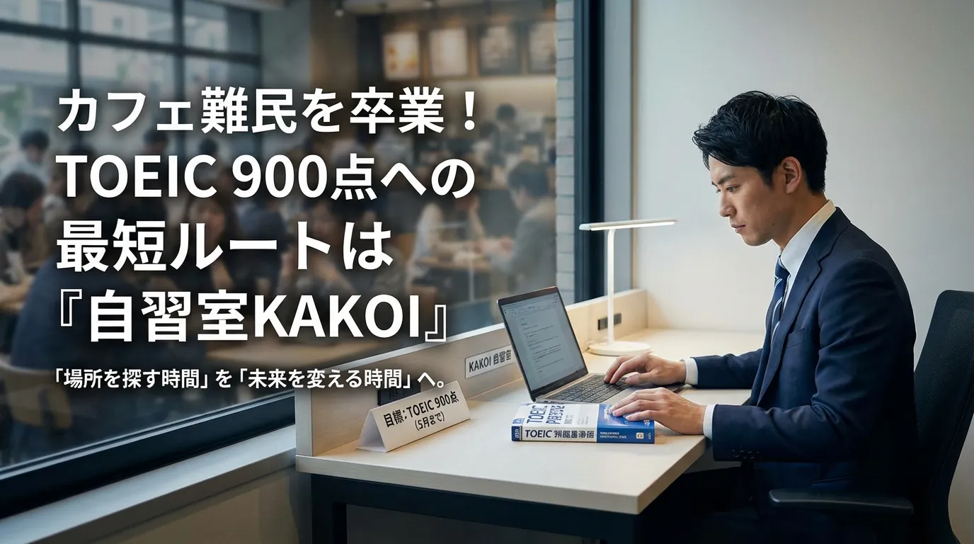 カフェ難民を卒業！TOEIC900点への最短ルートは『自習室KAKOI』 場所を探す時間を勉強時間へ