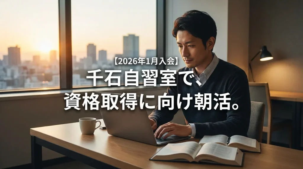 【2026年1月入会】本郷三丁目駅前店の自習室で勉強に励む40代女性会員様のアイキャッチ画像