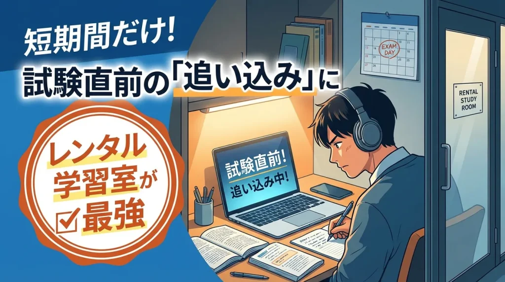 試験直前の短期利用におすすめのレンタル学習室。集中できる環境で効率よく追い込み勉強。