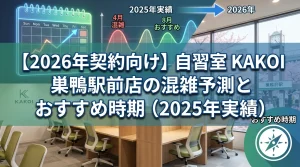 【2026年契約向け】自習室KAKOI 巣鴨駅前店の混雑予測。4月の混雑と8月のおすすめ時期を2025年実績から解説