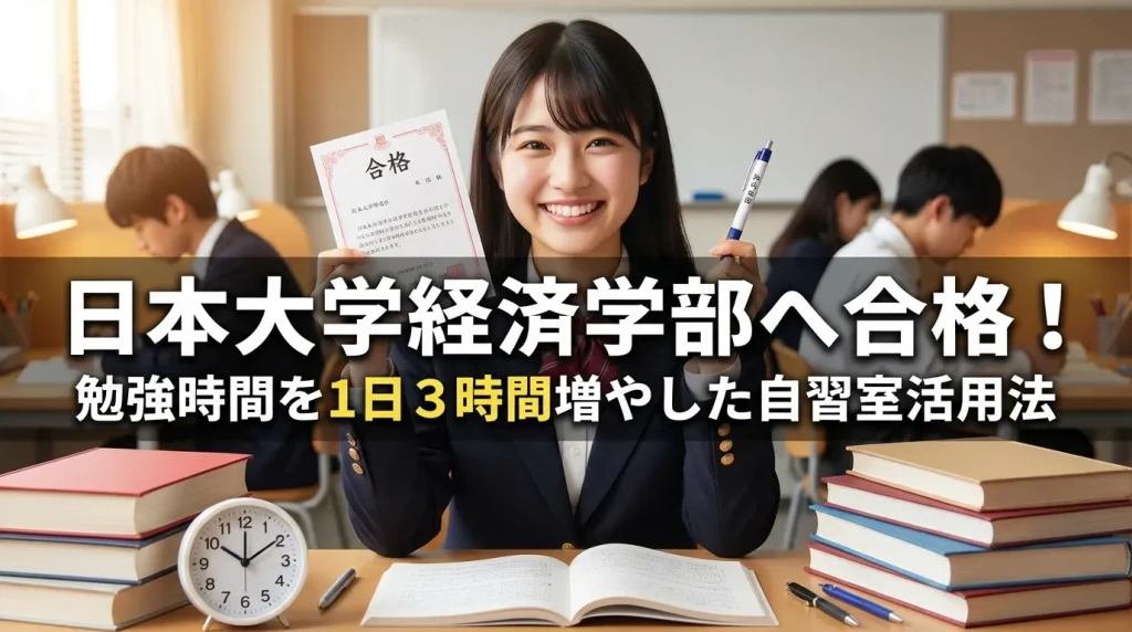 日本大学経済学部へ合格！勉強時間を1日3時間増やした自習室活用法