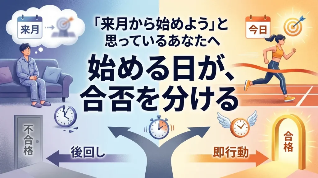 少し、正直に考えてみてください。 今の自分の勉強環境は、合格するのに十分ですか？ 「十分ではないかもしれない」と感じているから、この記事を読んでいるのだと思います。 「集中できない理由」を、あなたのせいにしないでください 家で勉強が進まないとき、多くの人は自分を責めます。「もっと意志を強く持たなければ」「こんなことでどうする」。でも考えてみてください。あなたの部屋には何がありますか。 ベッドがある。スマホがある。テレビがある。ゲームがある。冷蔵庫がある。好きな漫画がある。疲れたら横になれる場所がある。家族の声が聞こえる。 これだけの「休む理由」が揃っている場所で、長時間集中して勉強できる人間の方が、少数派です。KAKOIの入会・体験者878人のうち、200人（23%）が「家では集中できない」を最大の悩みとして挙げていました。意志が弱いのではなく、環境が勉強向きに設計されていないだけです。 「集中できる場所」にいるとき、人は別人になる あなたも経験があるかもしれません。試験前日、図書館や塾の自習室で、いつもより集中できた経験を。「なぜか今日は捗る」と感じた日を。それは偶然ではありません。周りに集中している人がいる。静かな空気がある。「ここに来たのは勉強するため」という明確な目的がある。その環境が、脳を自動的に切り替えます。 KAKOIに来た人たちは、口をそろえてこう言います。「席についた瞬間、集中モードに入れた」「帰り道に、こんなに集中したのは久しぶりだと思った」。これは特別な人だから起きることではなく、場所の力が人を動かした結果です。 同じ時間でも、場所が違えば結果が違う 仮に、家でダラダラ過ごす2時間と、KAKOIで集中する1時間を比べたとします。時間は家の方が長い。でも記憶に残る量、問題を解いた数、理解の深さ——全部、後者の方が上です。 「勉強時間が足りない」と感じているなら、時間を増やす前に、今ある時間の質を上げることを考えてください。場所を変えるだけで、質は変わります。 今始めることに、もう一つ意味がある 3〜5月、KAKOIは年間で最も空いている時期です。入会金は550円——夏には5,500円になります。空いている時期から始めることで、自分のペースで環境に慣れられる。混んでいる時期になってから「やっぱり始めよう」と動いても、受付が停止されていることがあります。 環境を変えようと思っている。その気持ちが今あるなら、今動く方がいい。気持ちは、時間が経つほど薄れていきます。