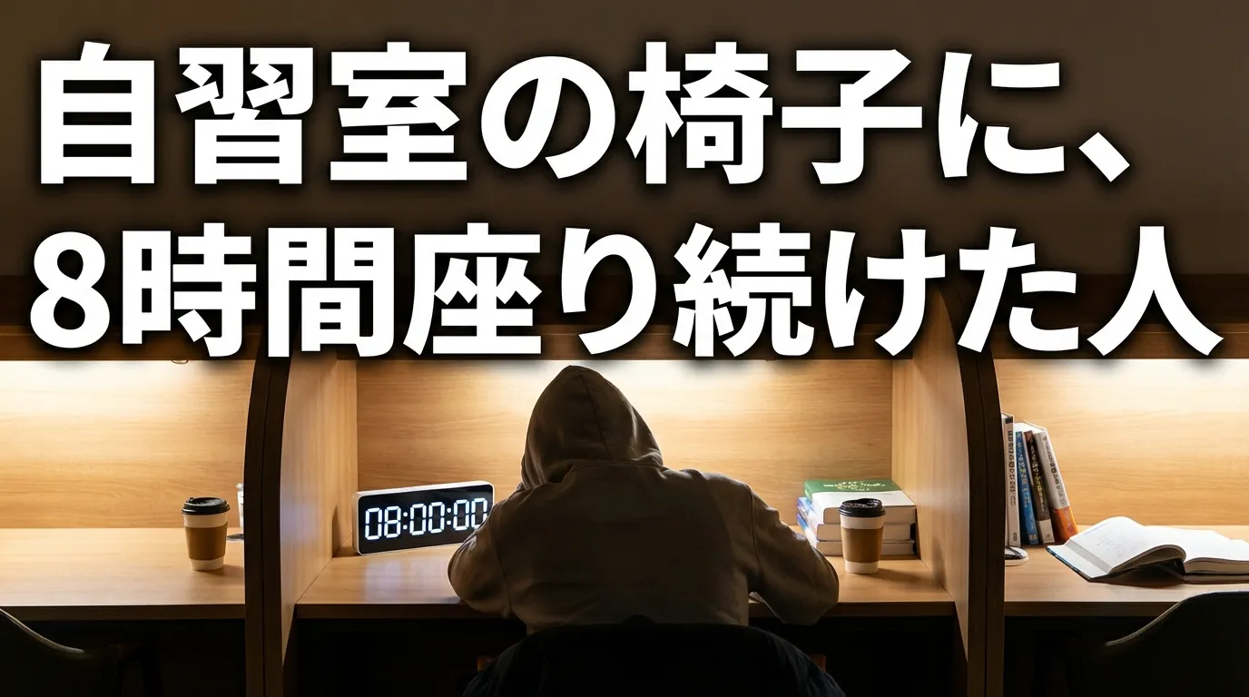 自習室の椅子に8時間座り続けた利用者の体験イメージ｜長時間勉強でも集中できる快適な自習室の学習環境