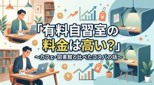 有料自習室の料金は高いのかカフェ・図書館と比べたコスパを解説したバナー画像｜文京区KAKOI