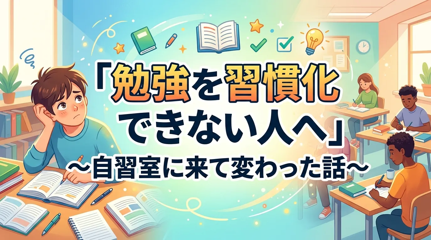 勉強を習慣化できない人へ自習室に来て変わった体験を紹介するバナー画像｜文京区の有料自習室KAKOI
