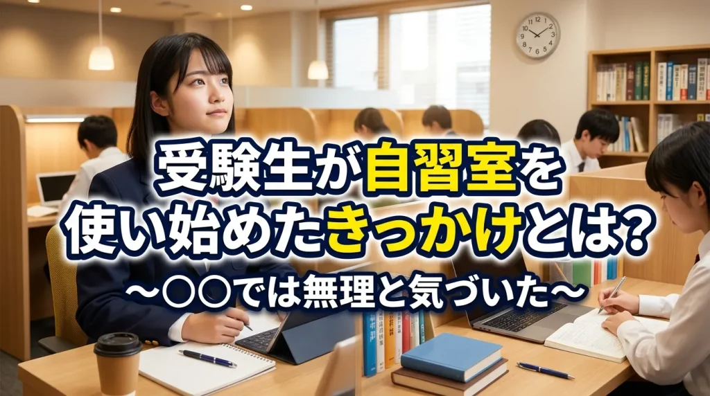 受験生が自習室を使い始めたきっかけを紹介するバナー画像｜自宅・カフェでは無理と気づいた理由