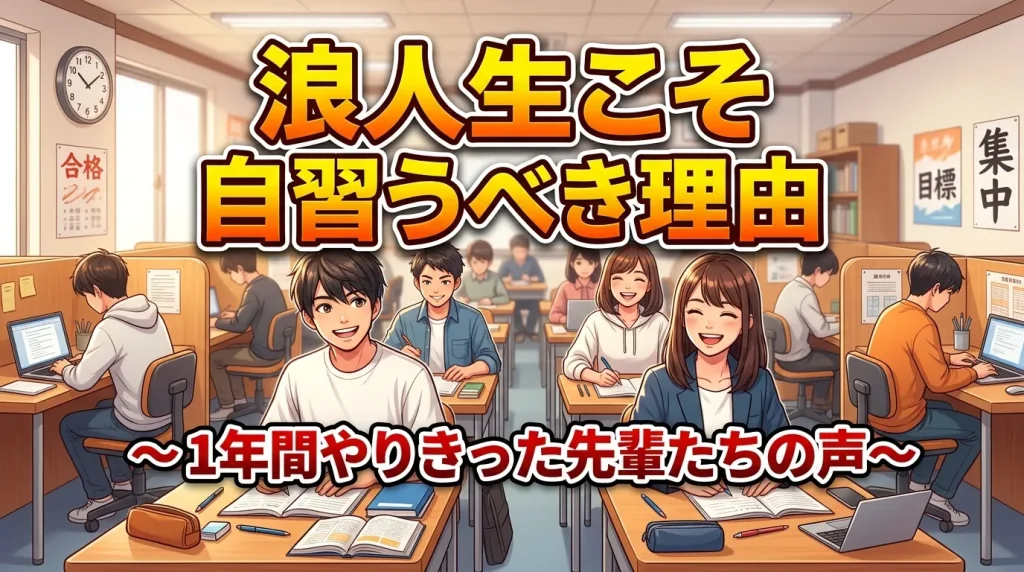 浪人生こそ自習室を使うべき理由と1年間やりきった先輩たちの声を紹介するバナー画像｜文京区KAKOI