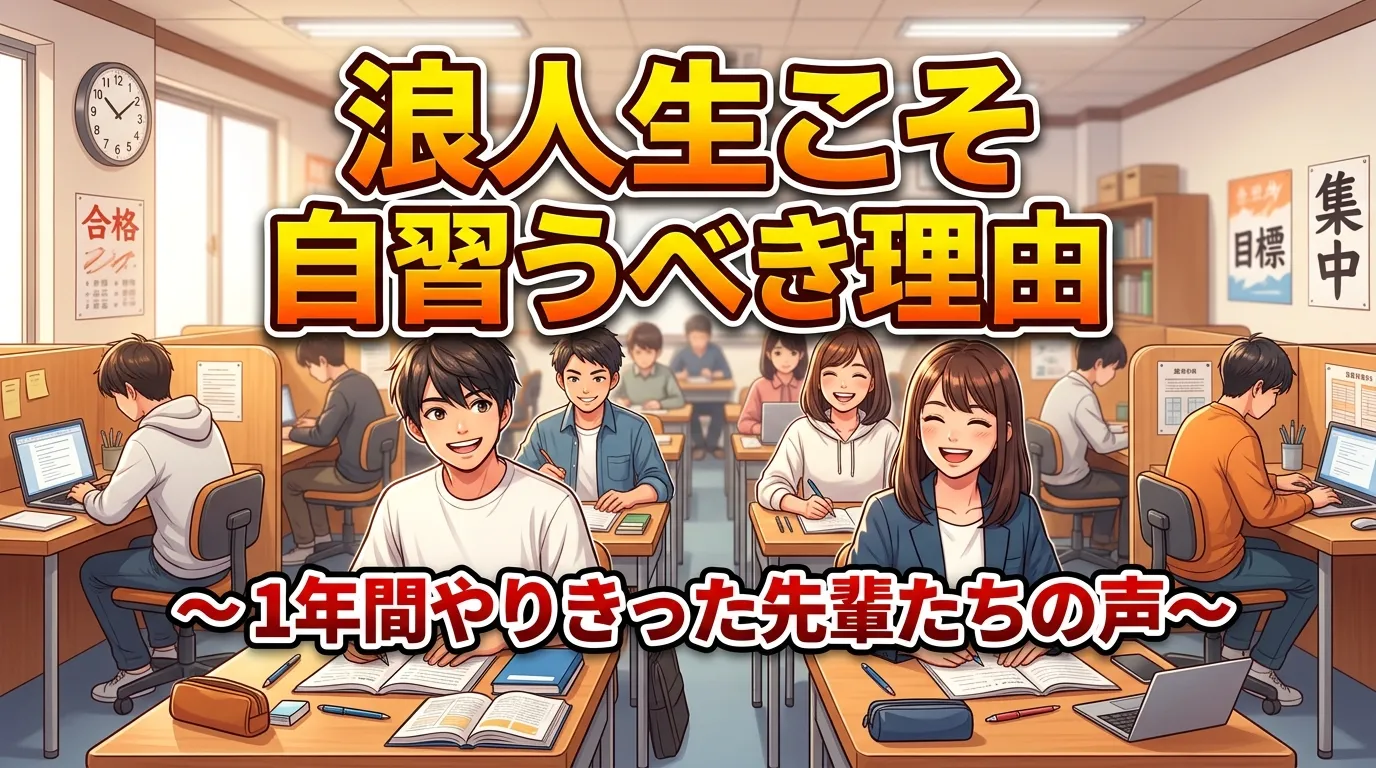 浪人生こそ自習室を使うべき理由と1年間やりきった先輩たちの声を紹介するバナー画像|文京区KAKOI