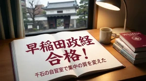 早稲田大学政治経済学部に合格した勉強イメージ｜自習室で集中力を高めた学習環境と合格体験談