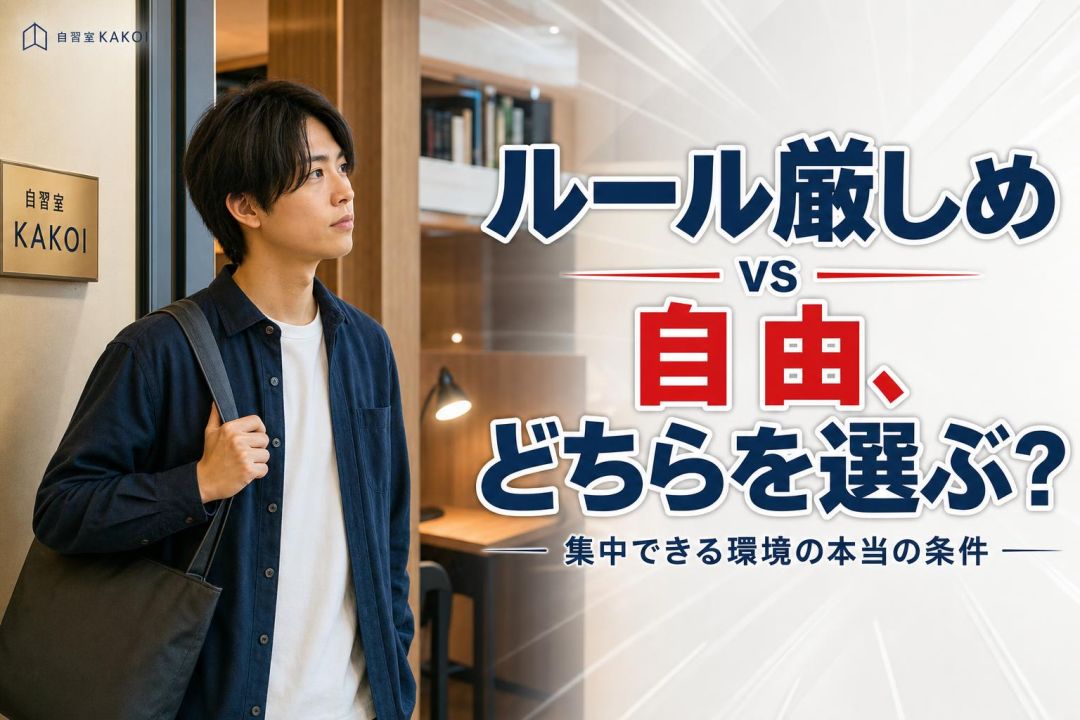 ルール厳しめ vs 自由、どちらを選ぶ？ | 自習室KAKOI